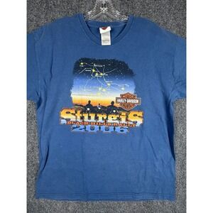 2006 Harley Davidson Sturgis‎ South Dakota Vintage Y2K Men's L Made In USA Blue